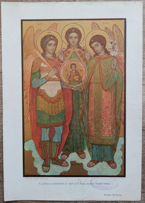 Sfintii Arhangheli Mihail, Gavril si Rafael// Vasile Damian, litografie foto