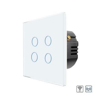 Intrerupator Cvadruplu Wi-Fi + RF433 cu Touch din Sticla LUXION SmartElectro IntelligentHouse foto