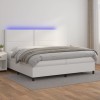 VidaXL Pat cu arcuri, saltea și LED, alb, 200x200 cm, piele ecologică 3135904