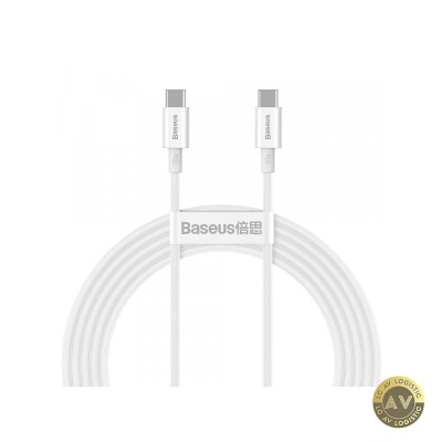 Cablu Date si Incarcare USB-C - USB-C Baseus Superior Series 100W 2m Alb CATYS-C02 foto