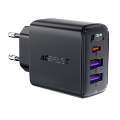 Acefast A57 PD 35W GaN 2 x USB-A + USB-C &icirc;ncărcător cu 3 porturi - negru