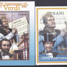 DB1 Pictura Grenada Compozitori Giuseppe Verdi 100 Ani MS + SS MNH