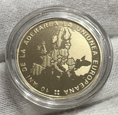 50 Bani 2017 PROOF, Alama, Romania, 10 Ani de la Aderarea la UE foto