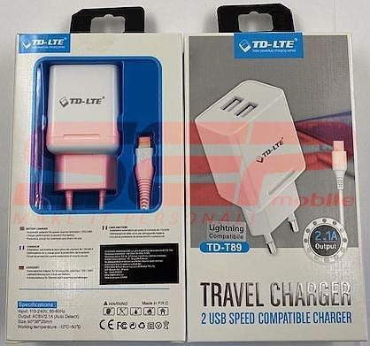 Incarcator retea Dual USB iPhone 8 TD-T89 ALB