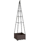 Outsunny Jardinieră cu Grilaj Metalic pentru Plante Cățărătoare Ghiveci din PP cu Orificii de Drenaj și Dopuri 40x40x175 cm | Aosom Romania
