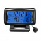 Ceas cu alarma, termometru de interior si exterior, PDX MD-350-2, senzor si cablu cu lungimea de 245 cm, negru