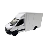 Macheta Mercedes Sprinter alb duba transport replica metal cu usi fata si usi spate deschise mecanism pull back fara cutie proprie