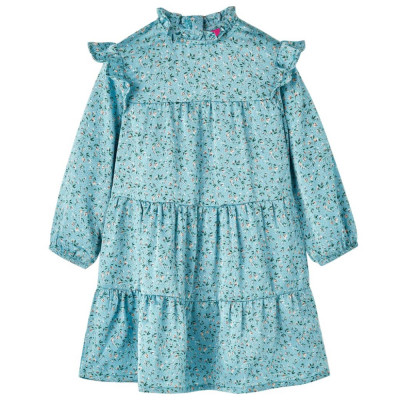 Rochie pentru copii cu m&amp;acirc;neci lungi, albastru, 128 foto