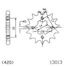 Pinion fata 14 dinti pas lant 420 - Sachs Mad Ass 4 viteze (04-10) - Mad Ass Automatic (05-10) - SMF Mad Ass (11-14) 4T AC 50cc