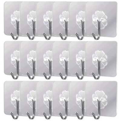 Set 50 carlige adezive transparente, rezistente, multifunctionale, plastic, metal foto