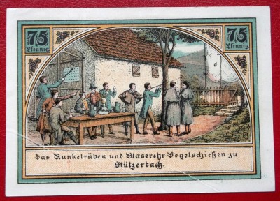 Germania notgeld 75 pfennig 1921 St&amp;uuml;tzerbach ** foto