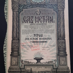 Actiune 1939 Soc. nationala de Gaz Metan / titlu de 10 actiuni