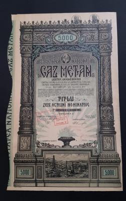 Actiune 1939 Soc. nationala de Gaz Metan / titlu de 10 actiuni foto