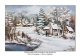 Cumpara ieftin Tablou gigant la comanda pictat manual, Peisaj de iarna, 150x100cm ulei pe panza