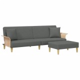 Canapea extensibila 2 locuri/perne/taburet, gri inchis, catifea