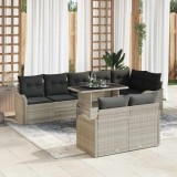 VidaXL Set de canapele pentru grădină 9 pcs Gri deschis Rattan poli