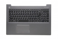 Carcasa superioara cu tastatura palmrest Laptop, Lenovo, Ideapad 510-15ISK Type 80SR, iluminata, neagra, layout US foto