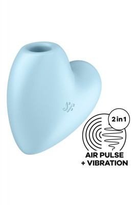 Stimulator Clitoris Cutie Heart Air Pulse Stimulator+Vibration, Silicon, USB, Albastru foto