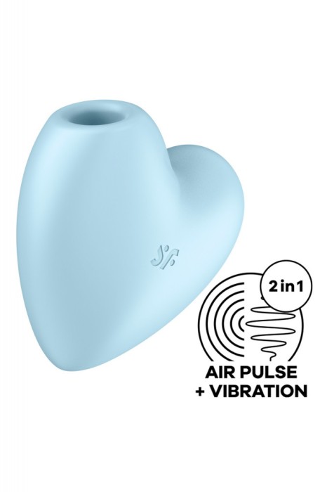 Stimulator Clitoris Cutie Heart Air Pulse Stimulator+Vibration, Silicon, USB, Albastru