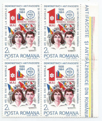 |Romania, LP 1098/1984, 45 de ani de la demonstratiile din 1939, bloc 4, MNH foto