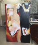 Tablou abstract sufragerie pictat manual 120x70cm Galerie arta, Ulei