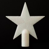 V&acirc;rf Brad, Stea, Alb Irizat, Glitter, 15cm, Oem