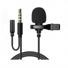 Microfon tip lavaliera cu clip si mufa de 3.5 mm, sensibilitate inalta