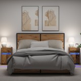 vidaXL Noptieră LED cu sertar 2 pcs Lemn vechi 38 x 34 x 61 cm PAL