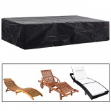 Husă șezlong grădină vidaXL 218x77x55 cm, polietilenă impermeabilă, protectie UV, neagră, cu ocheți