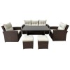 Set mobilier gradina/terasa, maro si bej, 1 masa, 2 scaune, 2 tabureti, 1 canapea, Dolores GartenVIP DiyLine, Chomik