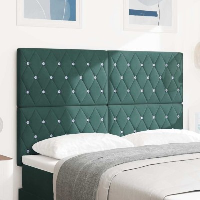 vidaXL Tăblie LED cu lumini cu bandă LED Verde &amp;icirc;nchis 144 cm Catifea 3338363 foto