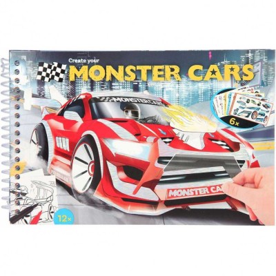 Carte de colorat cu stickere Monster Cars Depesche PT11884 foto