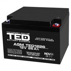 Acumulator 12V, Stationar, VRLA, Dimensiuni 165 x 175 x 125 mm, Baterie 12V, 26Ah M5, TED Electric