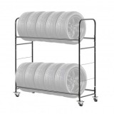 Suport mobil pentru 12 anvelope, 4 x roti, 1585 x 570 x 1520 mm, max 180 kg, 2 rafturi cu inaltime ajustabila, Otel