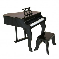 Pian de lemn pentru copii IdeallStore®, True Sound, scaun inclus, 48 cm, negru