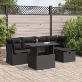 vidaXL Set mobilier de grădină cu perne, 6 piese, negru, poliratan 3326136