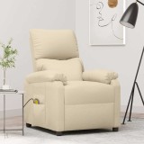vidaXL Fotoliu de masaj, crem, material textil