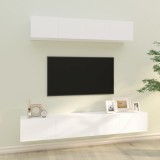 VidaXL Set dulap TV, 4 piese, alb, lemn prelucrat