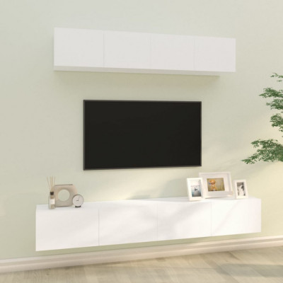 vidaXL Set dulap TV, 4 piese, alb, lemn prelucrat foto