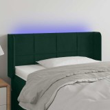 vidaXL Tăblie de pat cu LED, verde &icirc;nchis, 93x16x78/88 cm, catifea 3123275