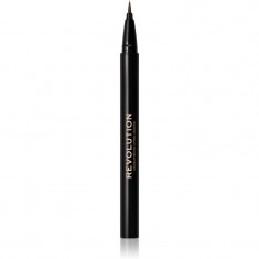 Makeup Revolution Hair Stroke Brow Pen creion pentru sprancene culoare Dark Brown 0,5 ml