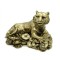 Statueta Feng Shui Tigru cu Monede si Pepite - 14cm, model TT21