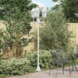 St&acirc;lp de iluminat pentru grădină cu 3 lămpi E27 Alb 220 cm Aluminium
