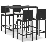 Cumpara ieftin Set mobilier bar de gradina cu perne, 5 piese, negru, poliratan