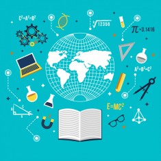 Autocolant scoli - Cartea si Globul - 125x125 cm