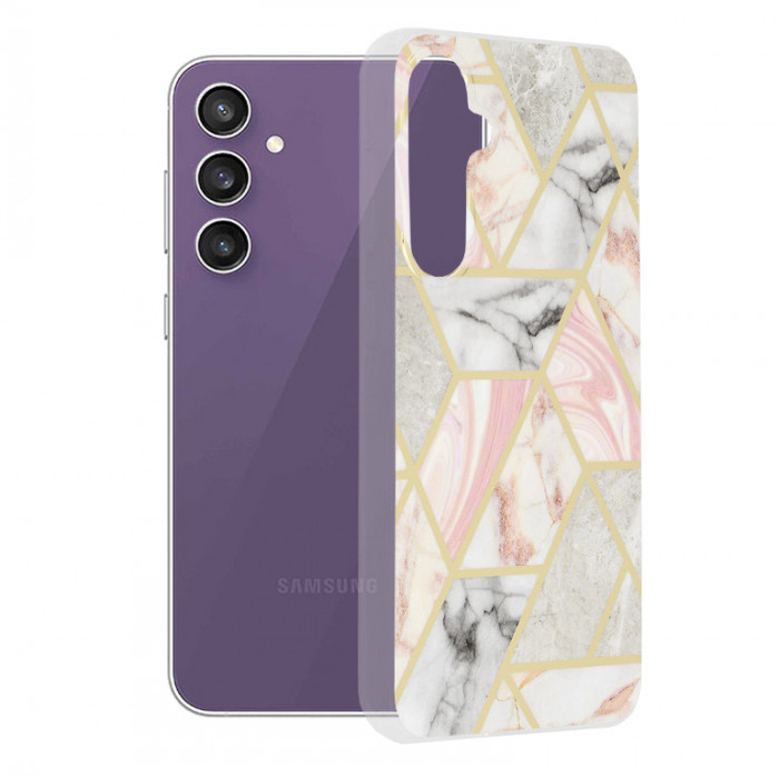 Husa pentru Samsung Galaxy S23 FE, Techsuit Marble Series, Pink Hex