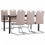 VidaXL Set mobilier de bucătărie, 7 piese, cappuccino, piele ecologică