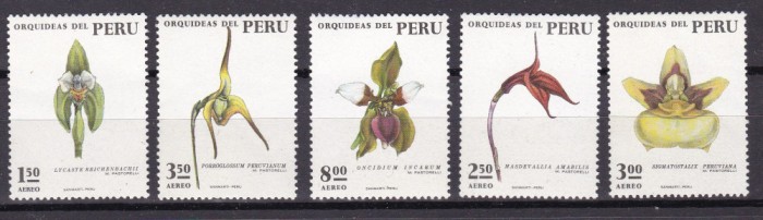 Peru 1973 flori orhidee MI 931-935 MNH