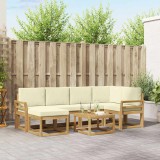 vidaXL Set Canapele Exterior Lemn Acacia 7 Piese Alb Crem Perne 59x59x37cm