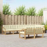vidaXL Set de canapele de exterior 6 pcs Alb și crem Poliester 3386634